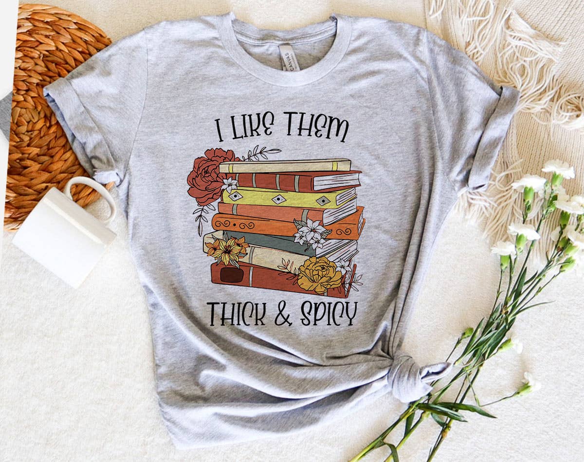I Like Them Thick & Spicy - Romance Book Graphic Shirt: Prism Peach / SM