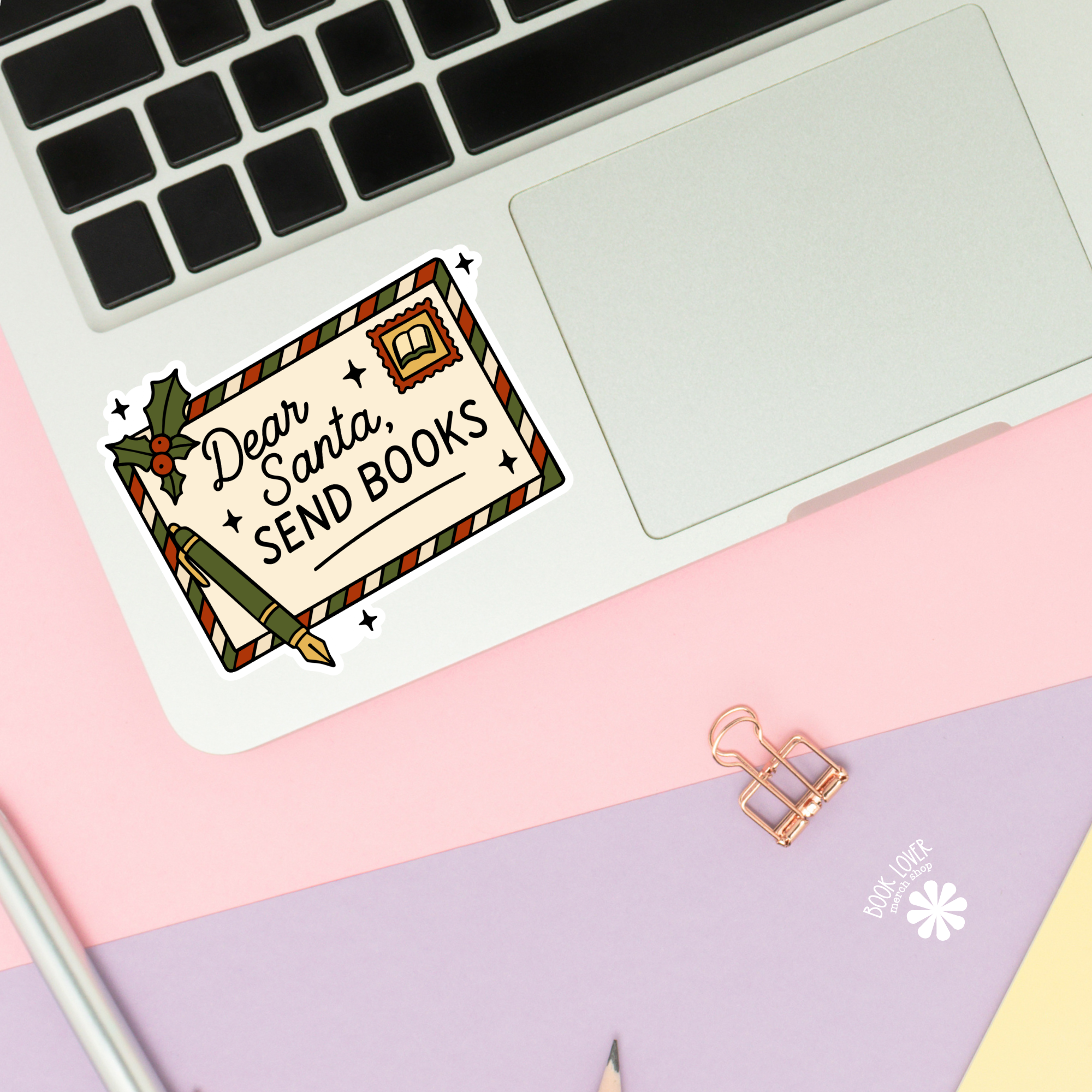 Dear Santa Send Books Stickers / Christmas Bookish Stickers: 2''