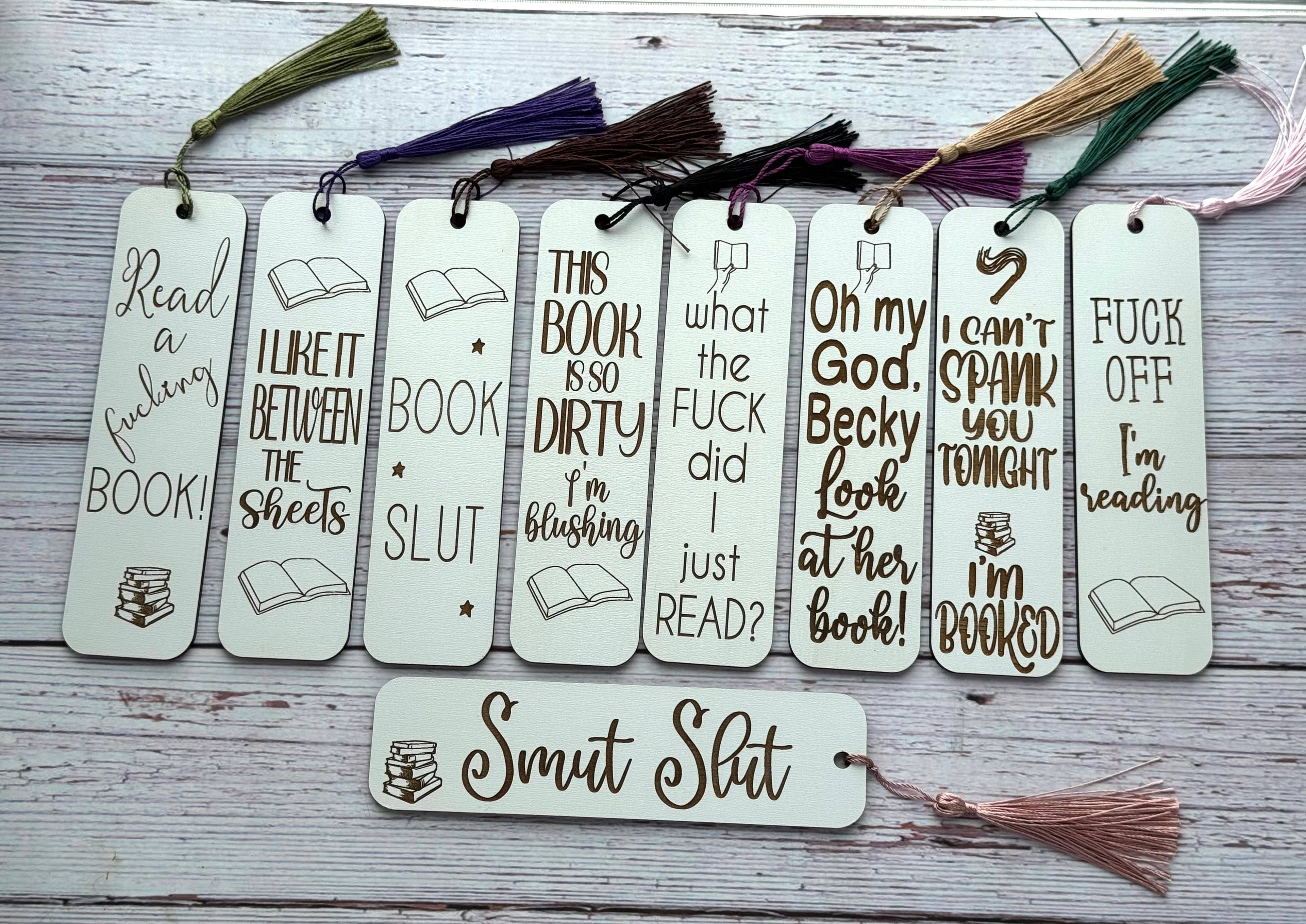 Engraved Adult-Themed Bookmarks – 1/8” White MDF | Spicy Lit: Smut slut