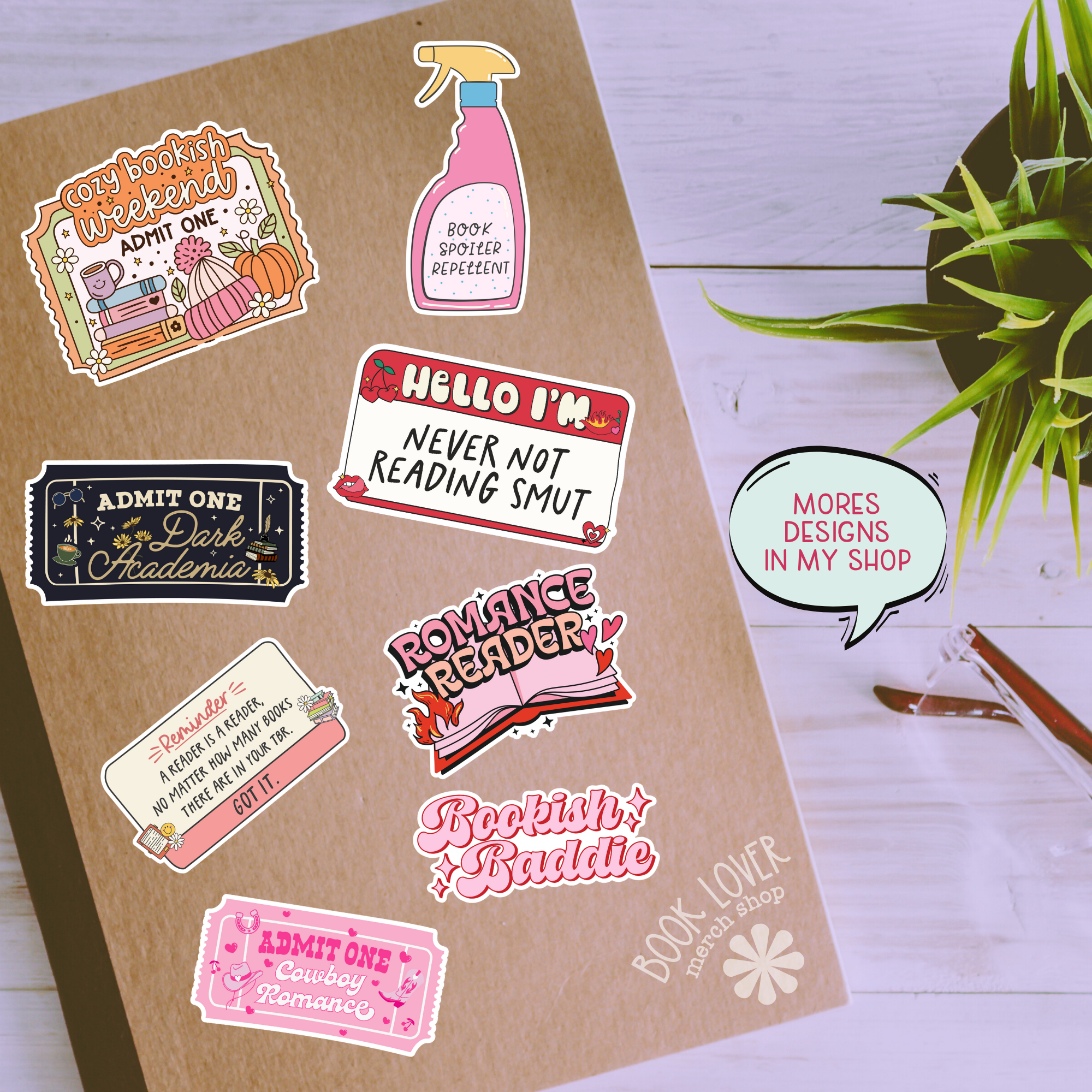 Romantasy Book Club Stickers  / Bookish Merch, Book Lover: Matte 2''