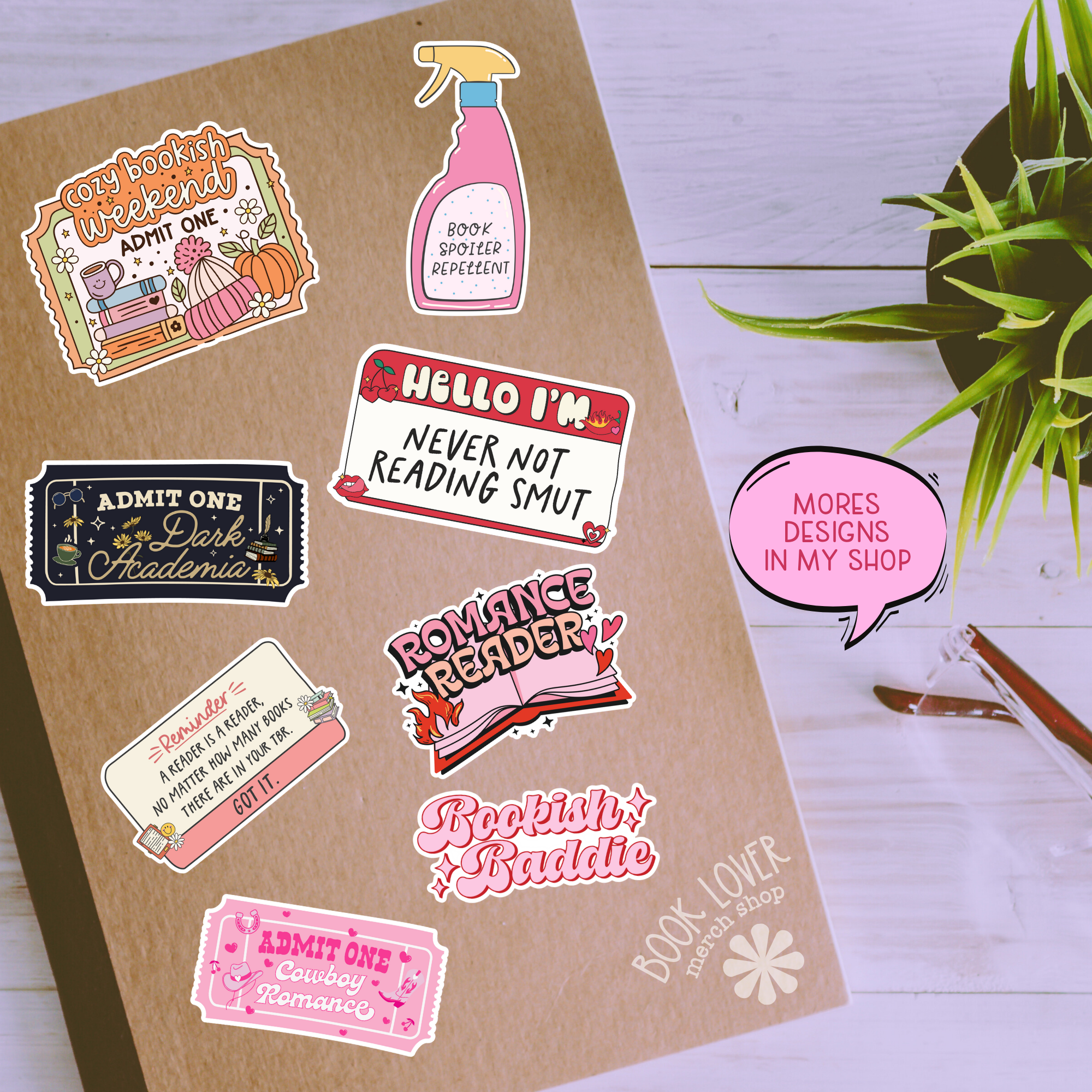 Bookish Baddie Stickers / Bookish Merch, Book Lover: Matte 2''