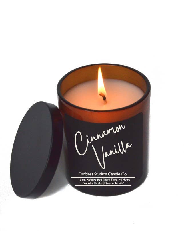 Cinnamon Vanilla Soy Candles - 10oz. Candle + Lid