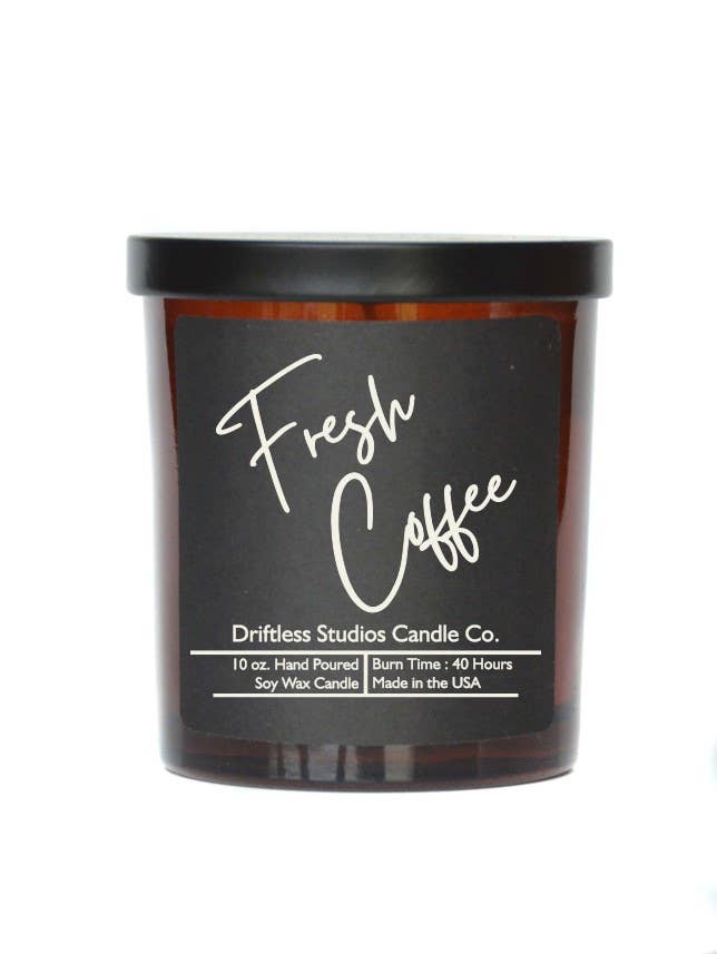 Fresh Coffee Soy Candles -10oz Candle Jar + Lid Black Label