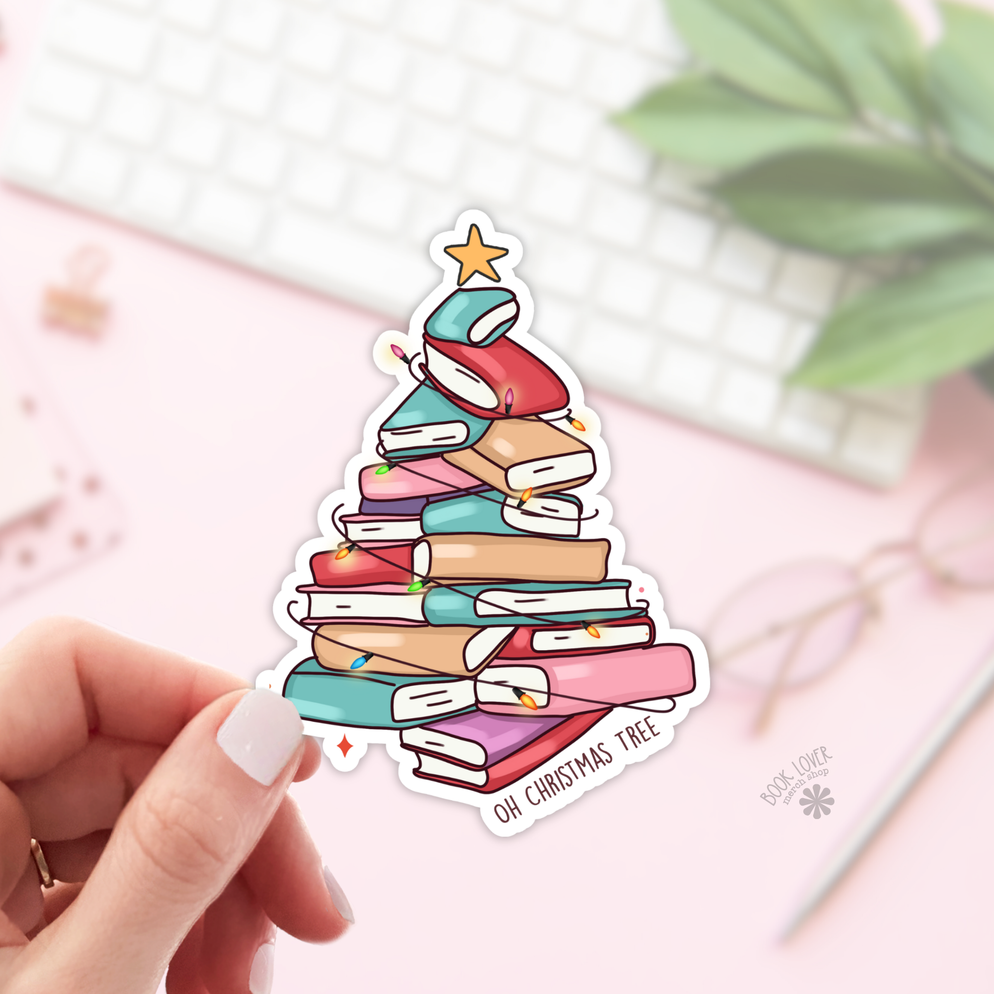 Christmas Tree with Books / Bookish Stickers / Book Lover: Matte Stickers 2''
