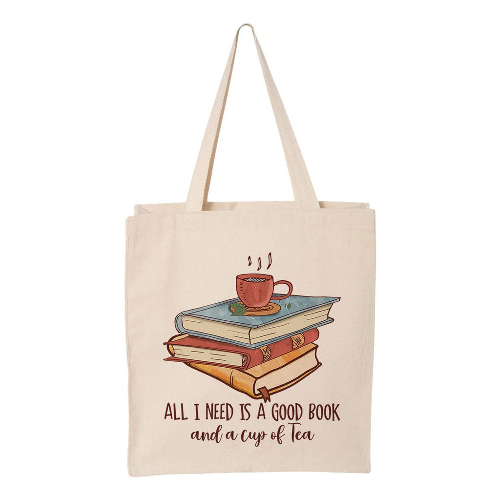 Good Book And A Cup Of Tea Tote Bag: Natural