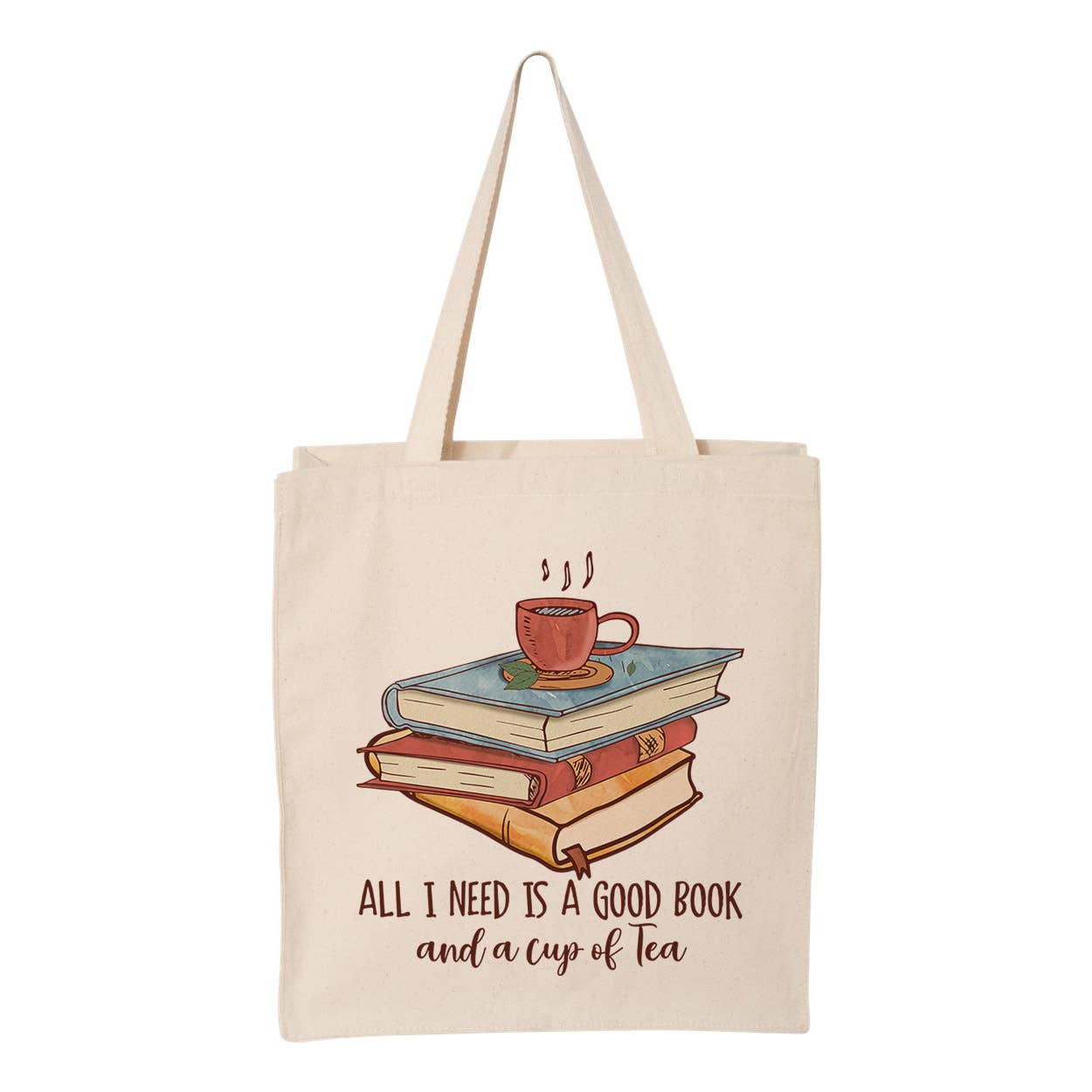 Good Book And A Cup Of Tea Tote Bag: Natural