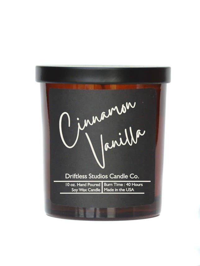 Cinnamon Vanilla Soy Candles - 10oz. Candle + Lid
