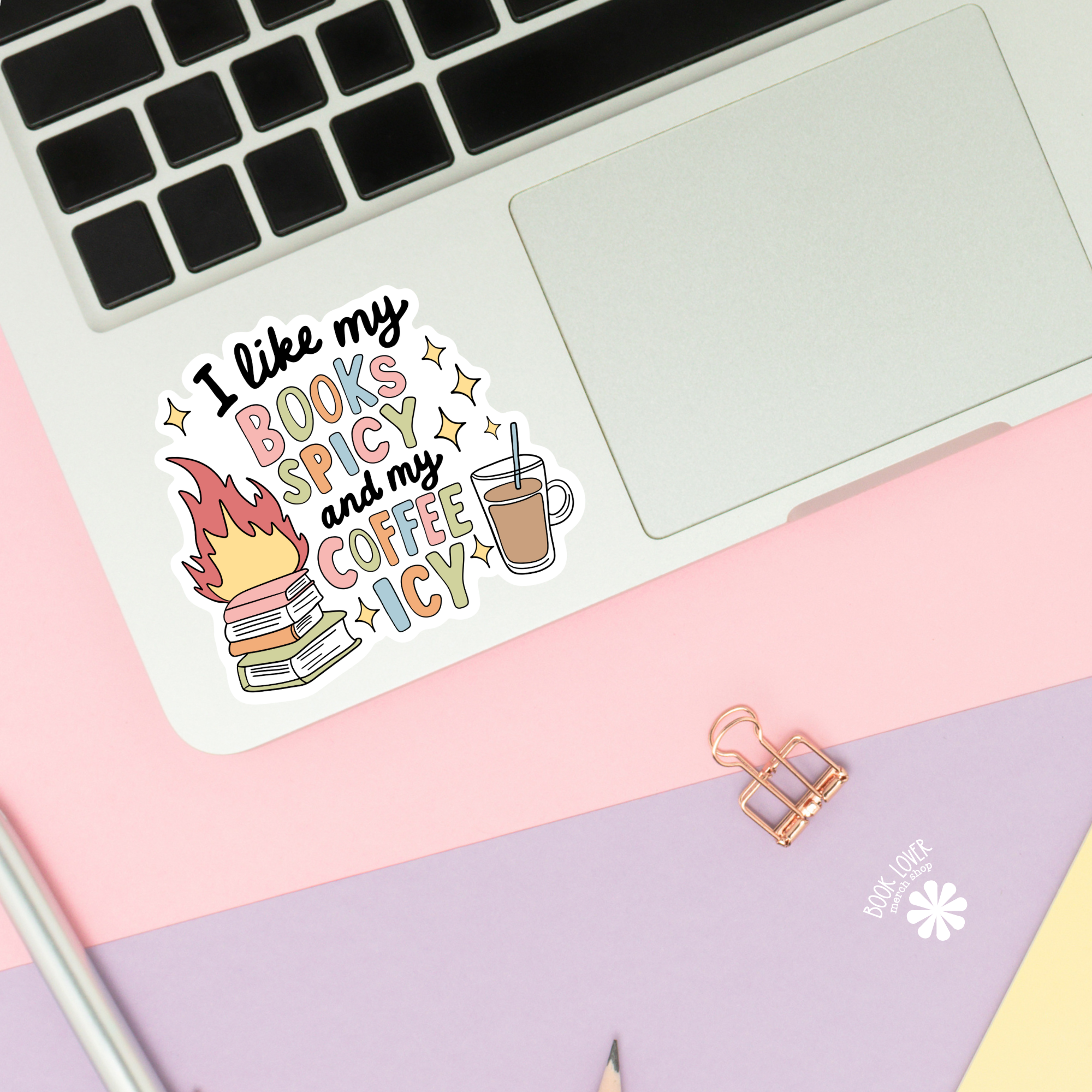 I Like My books Spicy and My Coffee Icy Stickers / Bookish: 2''