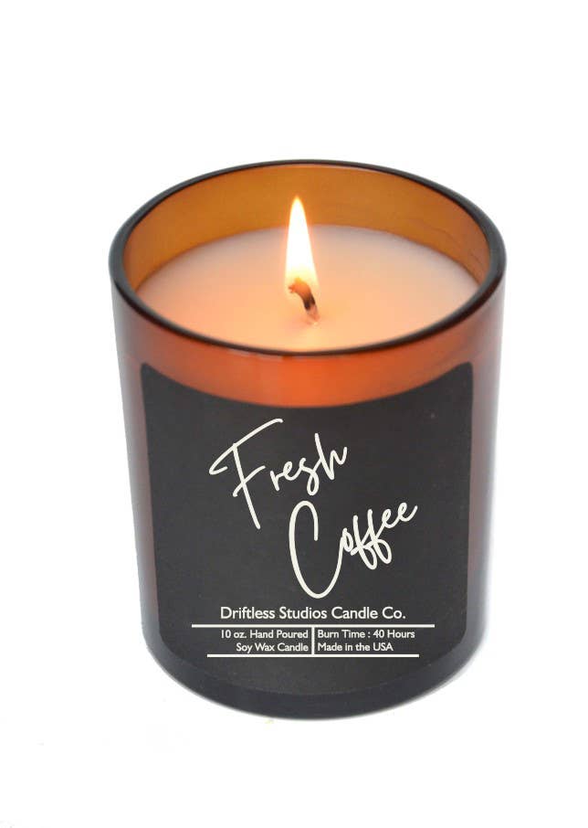 Fresh Coffee Soy Candles -10oz Candle Jar + Lid Black Label